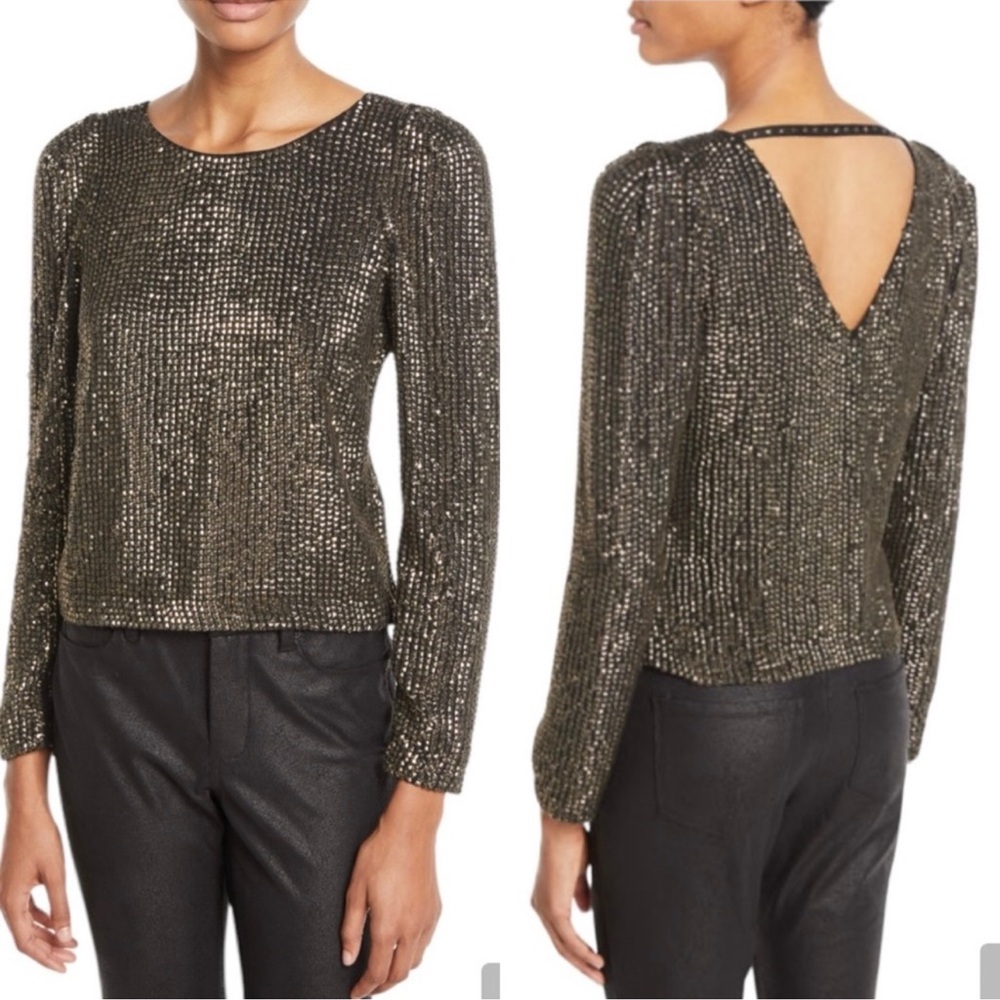 - Joie silver studdedLong Sleeve Top